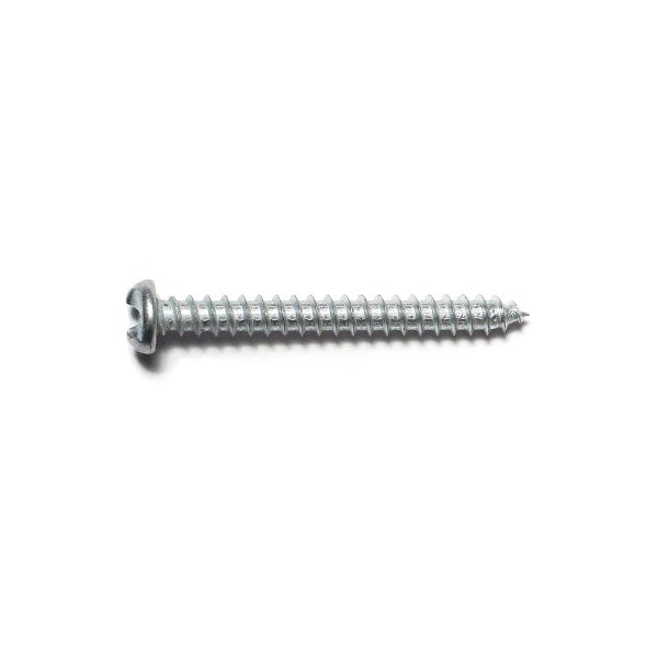 Sheet Metal Screw, #12 x 2 in, Zinc Plated Steel Pan Head Slotted Drive, 100 PK